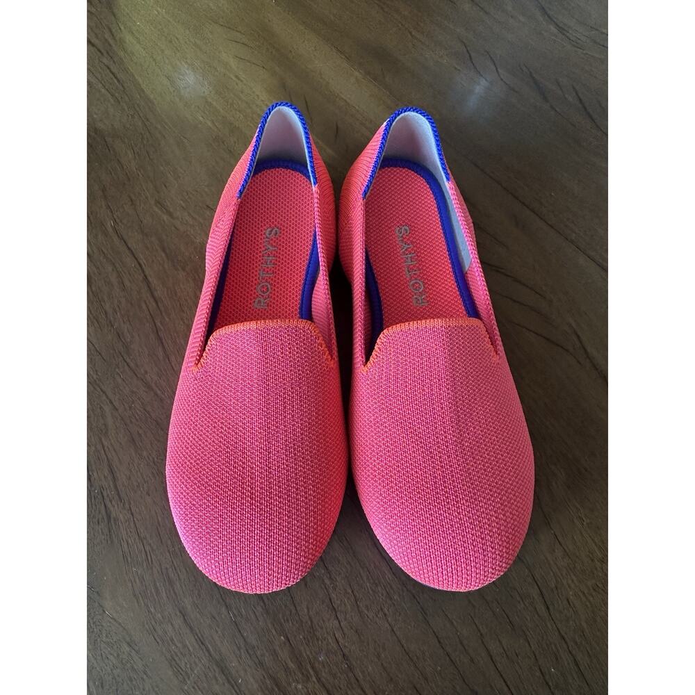 Rothys Girls Knit Slip-On Flats Pink Blue Size 2 Standard Width